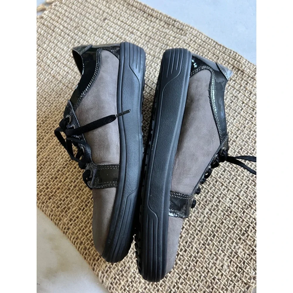 Mobils Mephisto Womens Gray Leather Lace Up Comfort Sneakers Shoes Size‎ 7